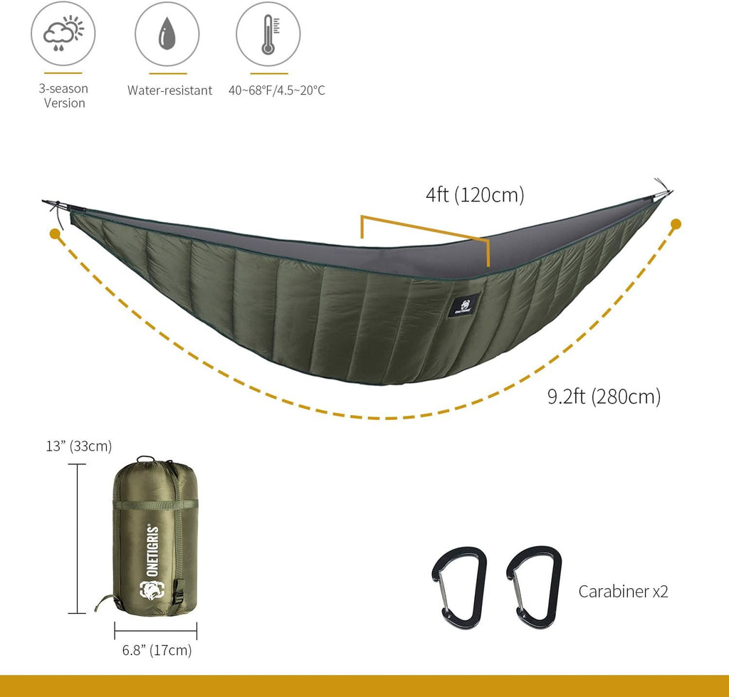 Night Protector Ultralight Hammock Underquilt, Full Length Camping Quilt for Hammocks Warm 3-4 Seasons, Weighs Only 28Oz, Great for Camping Hiking Backpacking Traveling Beach