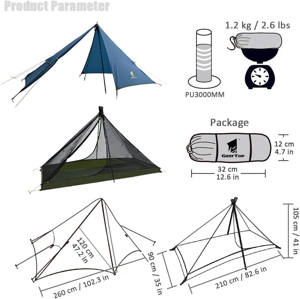 Lightweight Backpacking Tent for 1 Person Trekker Pole 1 Man Tent for Camping Hiking Outdoor Travel
