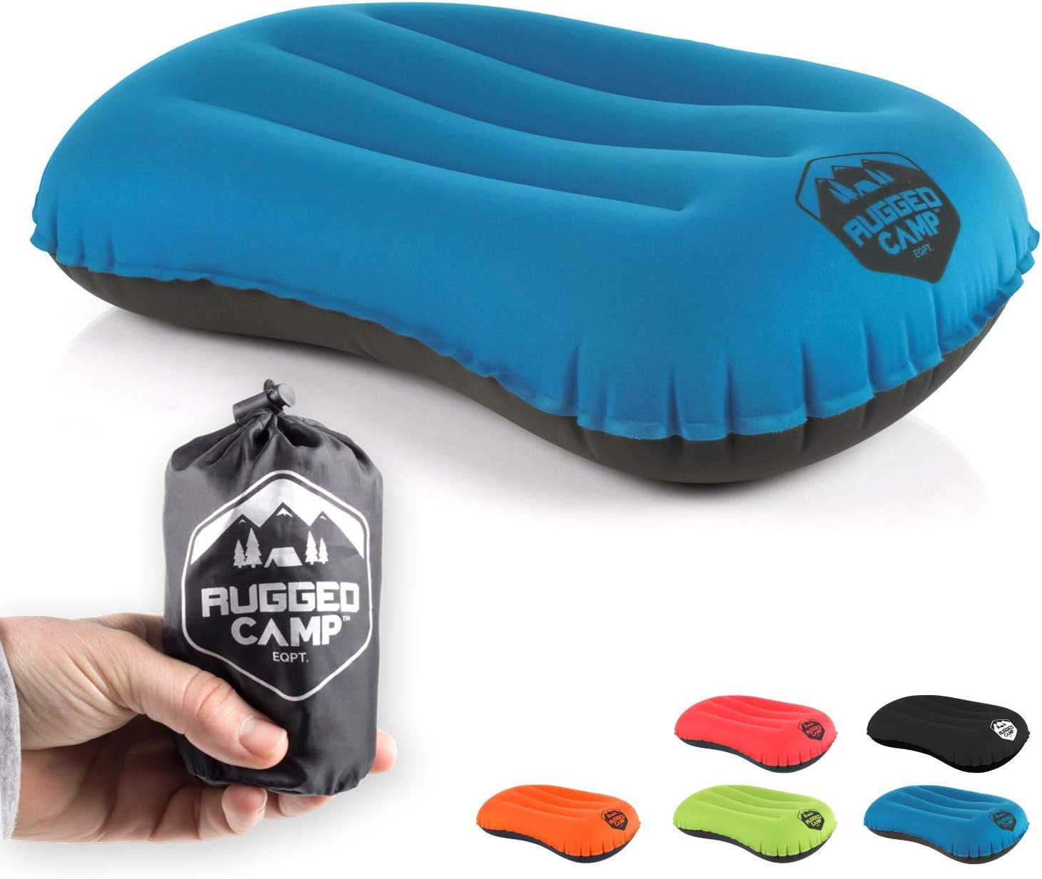 Compressible Inflatable Camping Pillow - Backpacking & Beach Use, Multiple Colors, Ergonomic Neck & Lumbar Support
