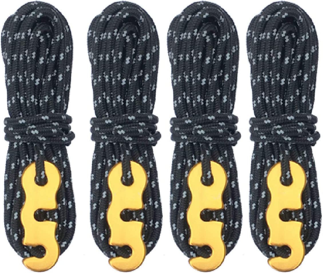 Reflective Cord Pack Tent Guyline Rope High-Strength Lightweight with Aluminum Cord Adjuster for Tying down Tarps, Camping Tent, Outdoor Packaging