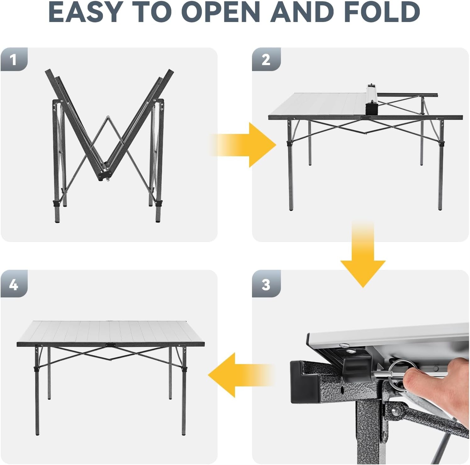 Camping Table Folding Portable Table Aluminum Roll up Lightweight Foldable Large Camp Table for Indoor Outdoor Picnic Backyard, 53.5"X27.5"
