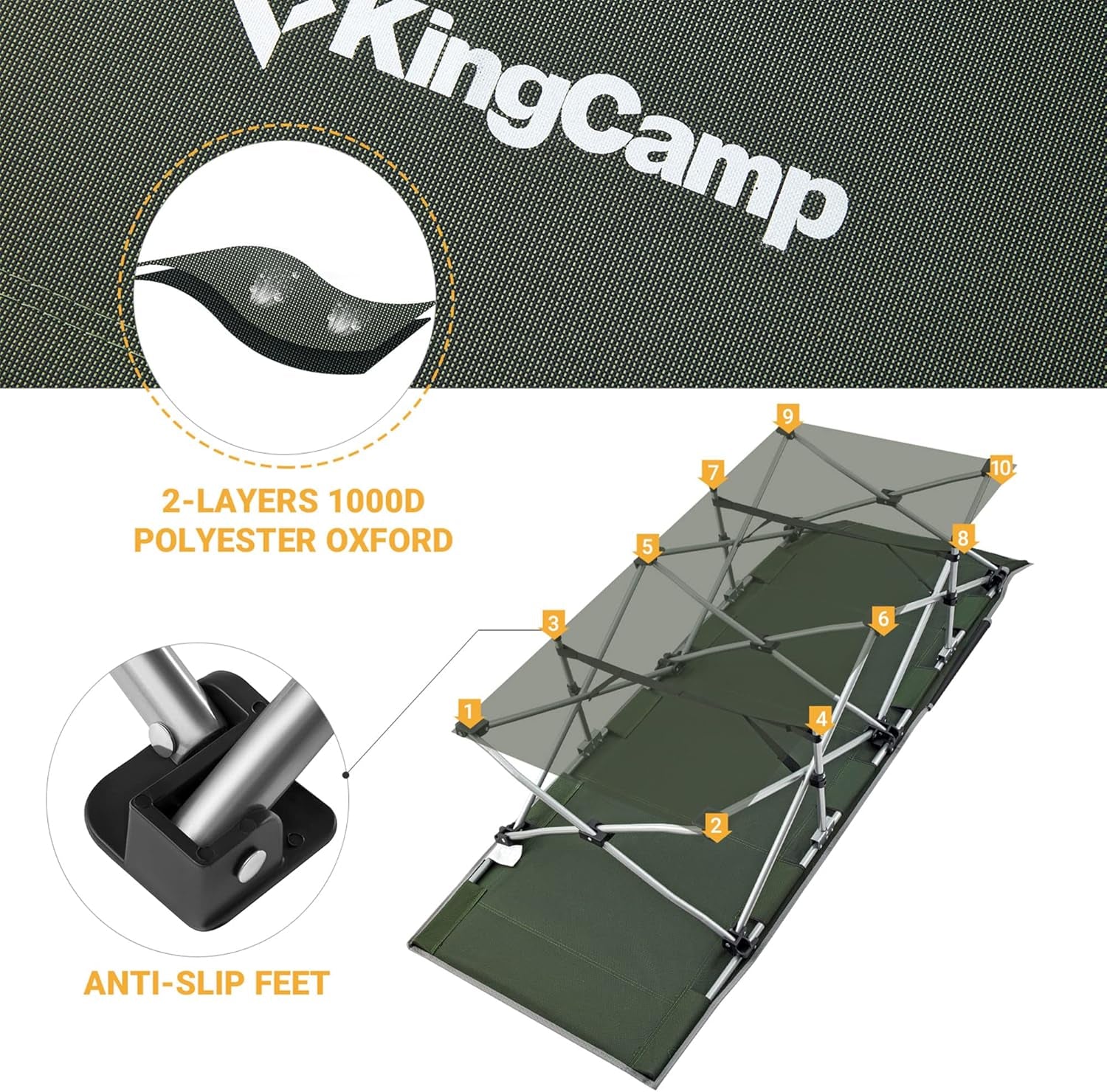 Folding Camping Cot for Adults,Portable Sturdy Sleeping Cot with Carry Bag Outdoor Lightweight Camping Bed Support 264 Lbs,Large Outdoor Foldable Travel Cots for Camping Beach Home Nap
