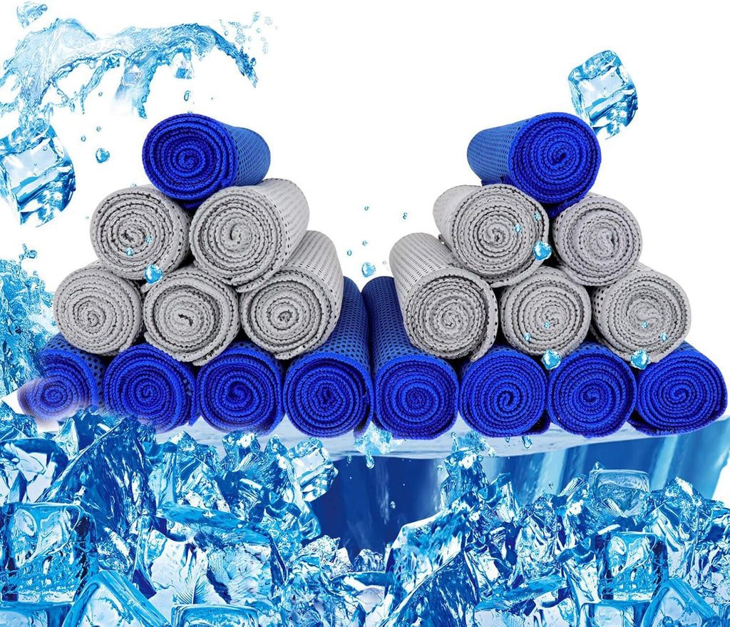 Cooling Towel 20 Pack (40"X12") Ice Towels, 160GSM Soft Breathable, Super Absorbent, Quick Cold Towel, for Bowling, Yoga, Travel, Camping, Golf, Football, Hiking, Outdoor Work