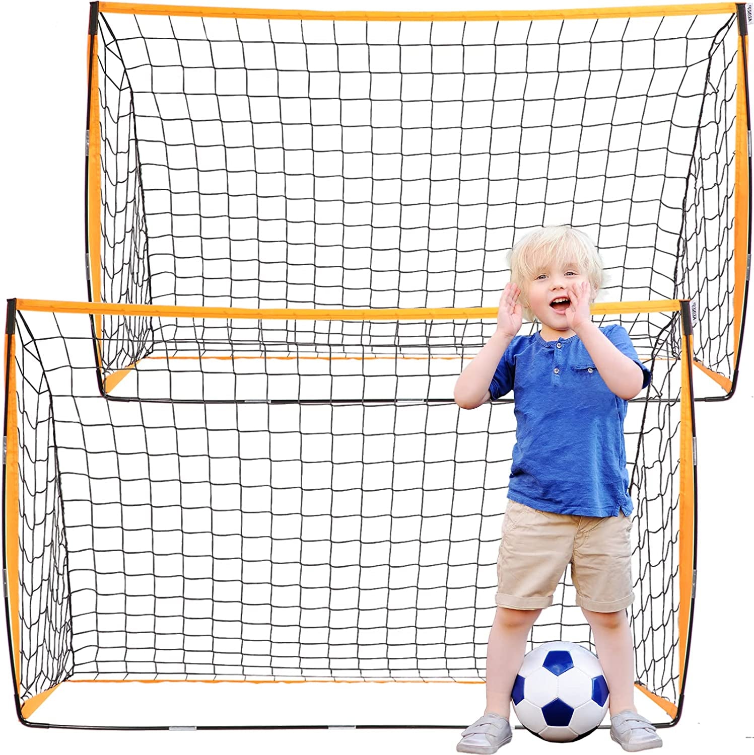 Soccer Goals for Backyard for Kids, Portable Soccer Nets Set, 2 Packs Pop up Soccer Goal with Carrying Bag for Outdoor Training,Size 5 X 3'1", 3'6"X 2'5"