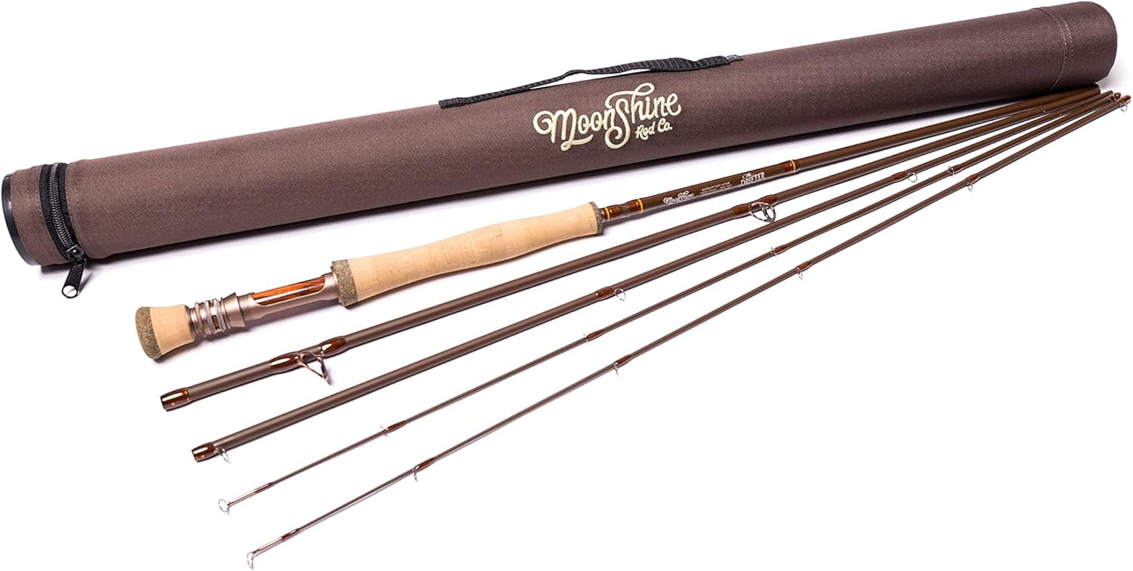 Moonshine Rod Co. Fly Fishing Rod with Carrying Case and Extra Rod Tip Section, Slow-Medium-Fast Action
