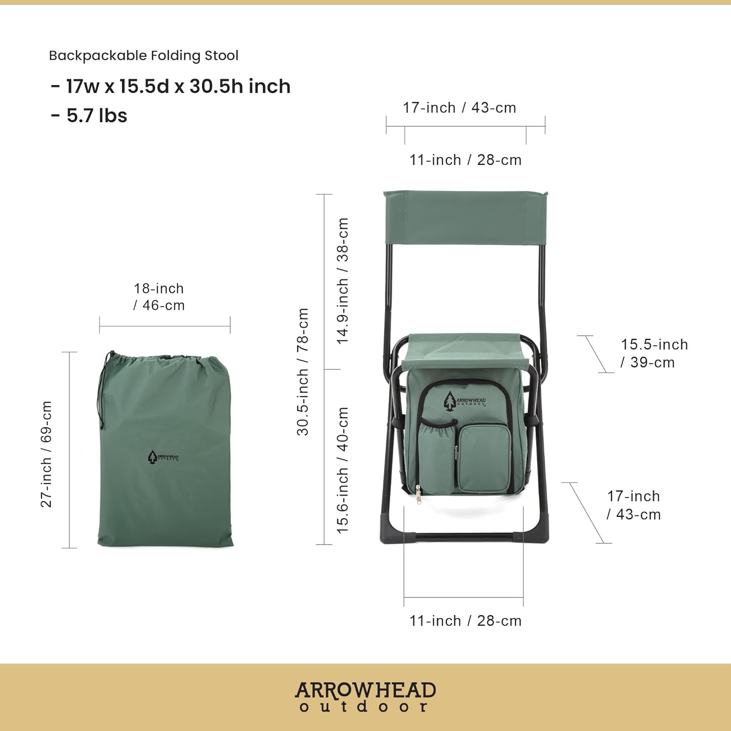 Multi-Function 3-In-1 Compact Camp Chair: Backpack, Stool & Insulated Cooler, W/Bottle Holder & Storage Bag, External Pockets, Backrest, Fishing, Hiking, Heavy-Duty, Usa-Based