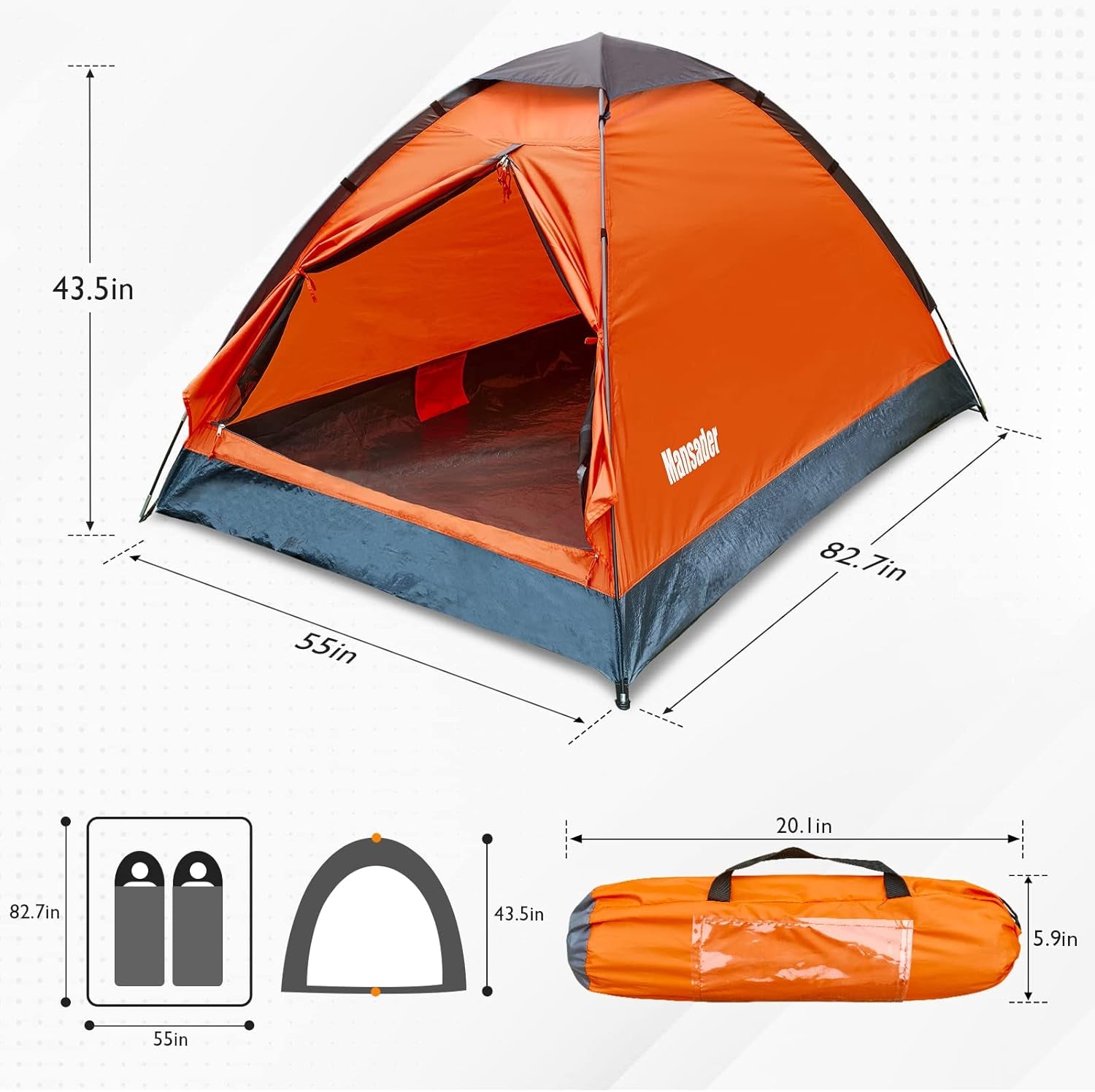 2 Person Camping Dome Tent,Waterproof Lightweight Portable Tents for Outdoor Camping Hiking Travel