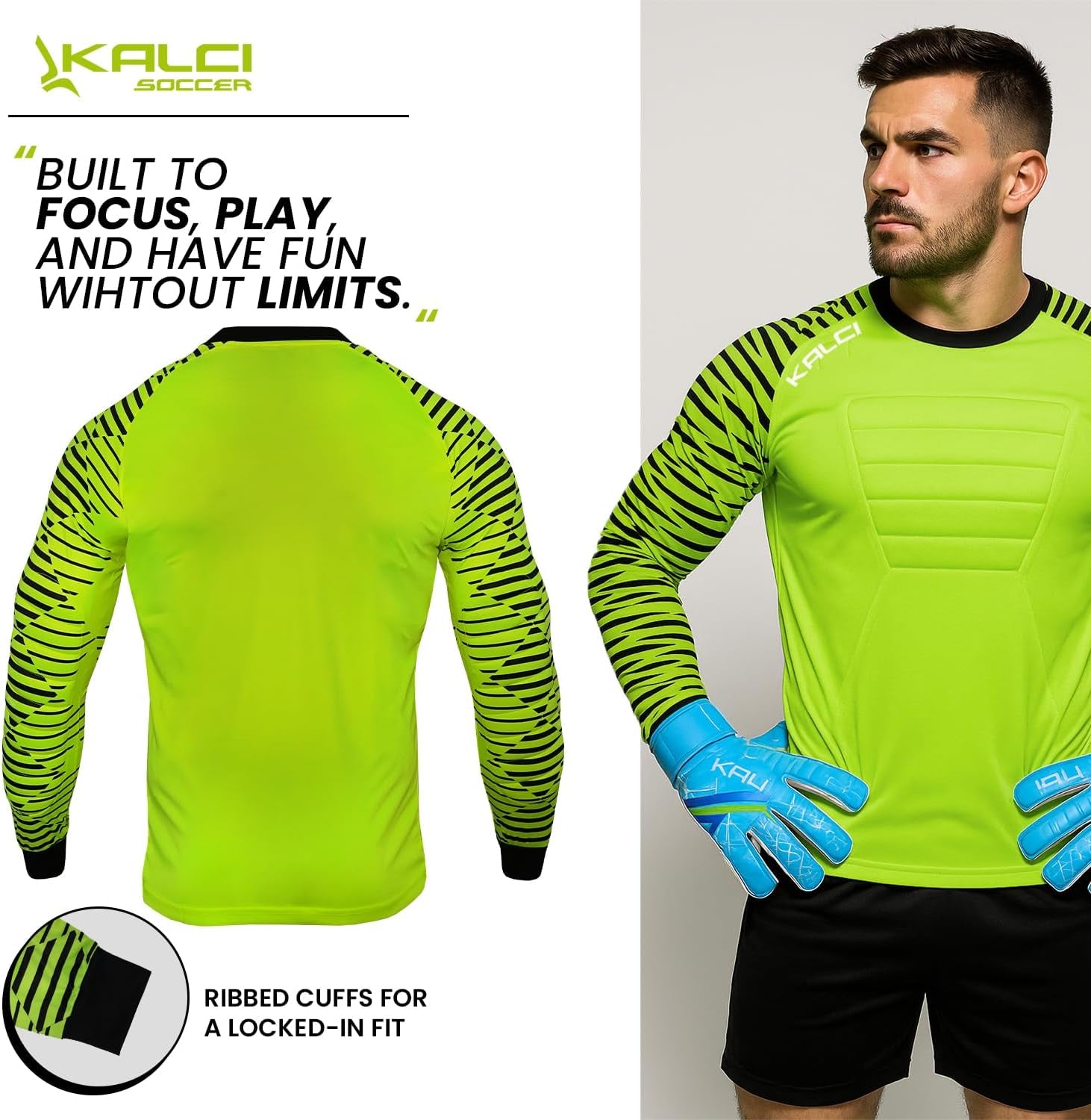 Soccer Goalie Shirt, Padded Goalkeeper Jersey, Youth/Adult & Kids Sizes, Long Sleeve Football Padded Shirt Mens
