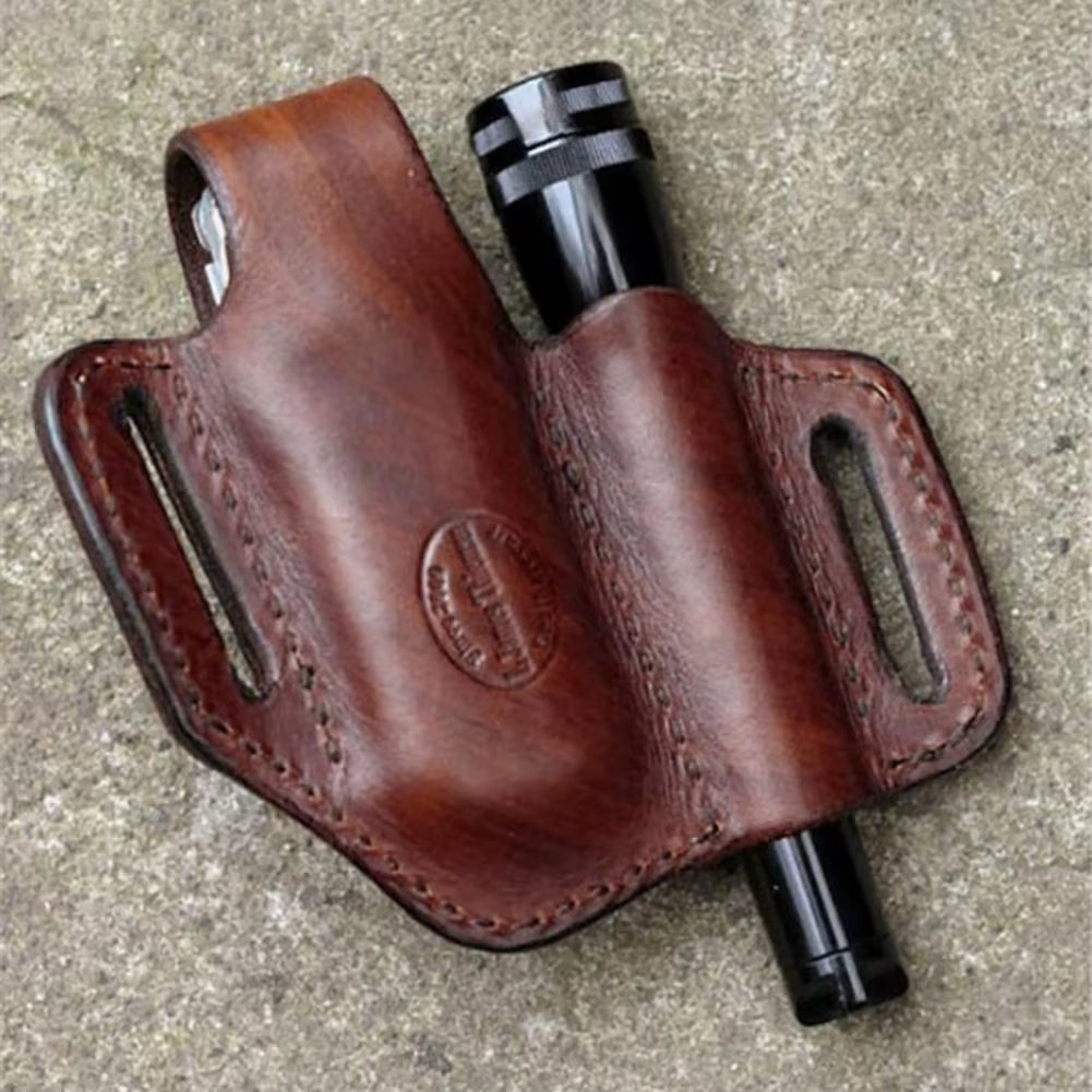 EDC Waist Pack Leather Waist Holster Belt Loop Holder Organizer Waist Pouch Outdoor Waist Pack for Lighter Flashlight Pliers