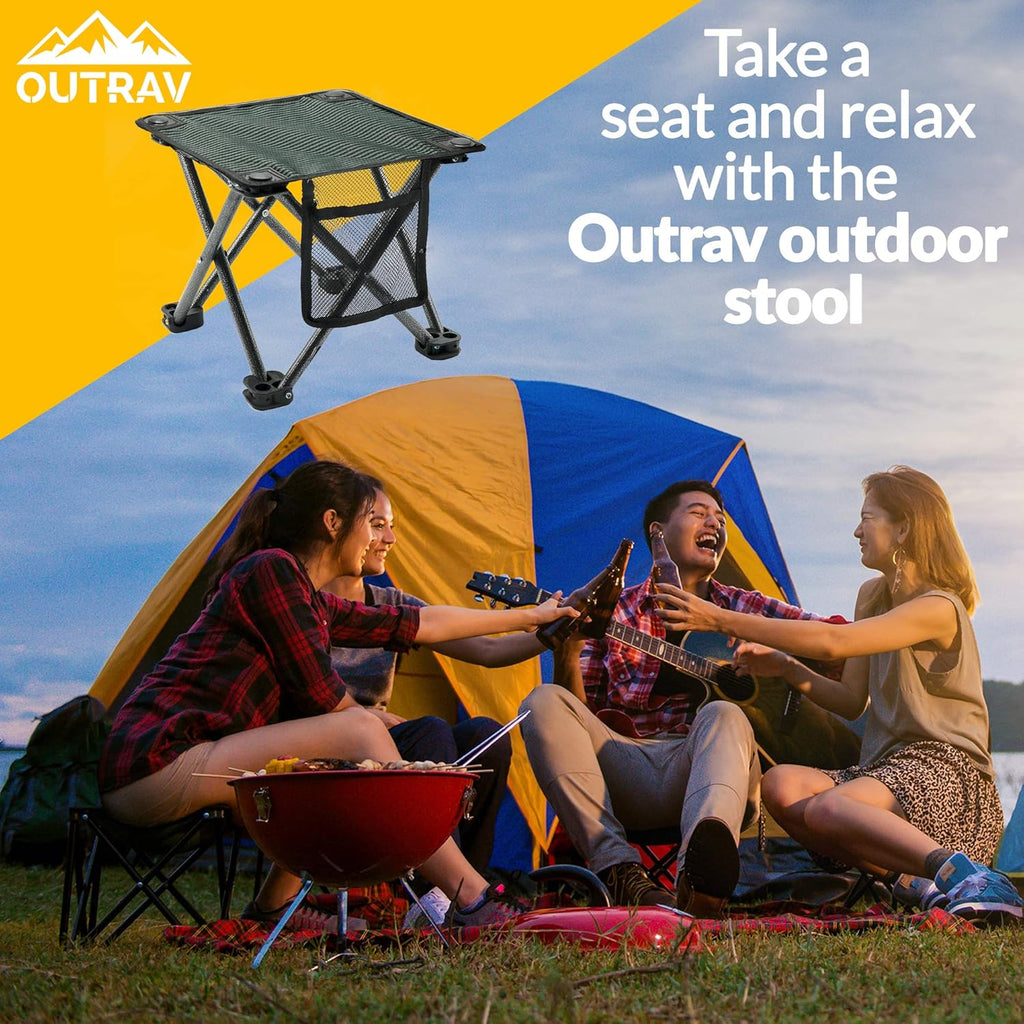 Camping Stool - Outdoor Travel Folding Small Chair - Portable Stool for Camping, Fishing, Hiking, Gardening, & Beach - Heavy Duty, Lightweight Easy to Carry Camping Seat with Carry Bag