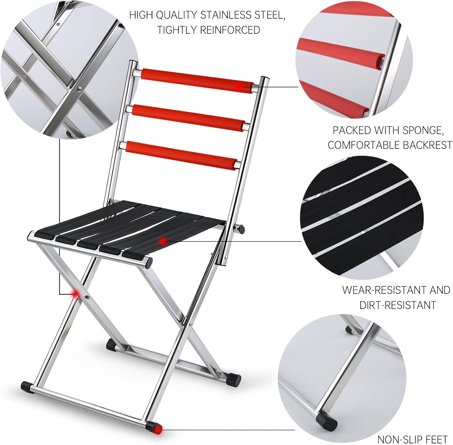 Outdoor Folding Camping Chair for Adults - Lightweight Portable Fishing Hunting Seat with Backrest,Camp Stool with Back Support Heavy Duty Support 660 Lbs for Outdoor Picnic Hiking Fishing/Medium