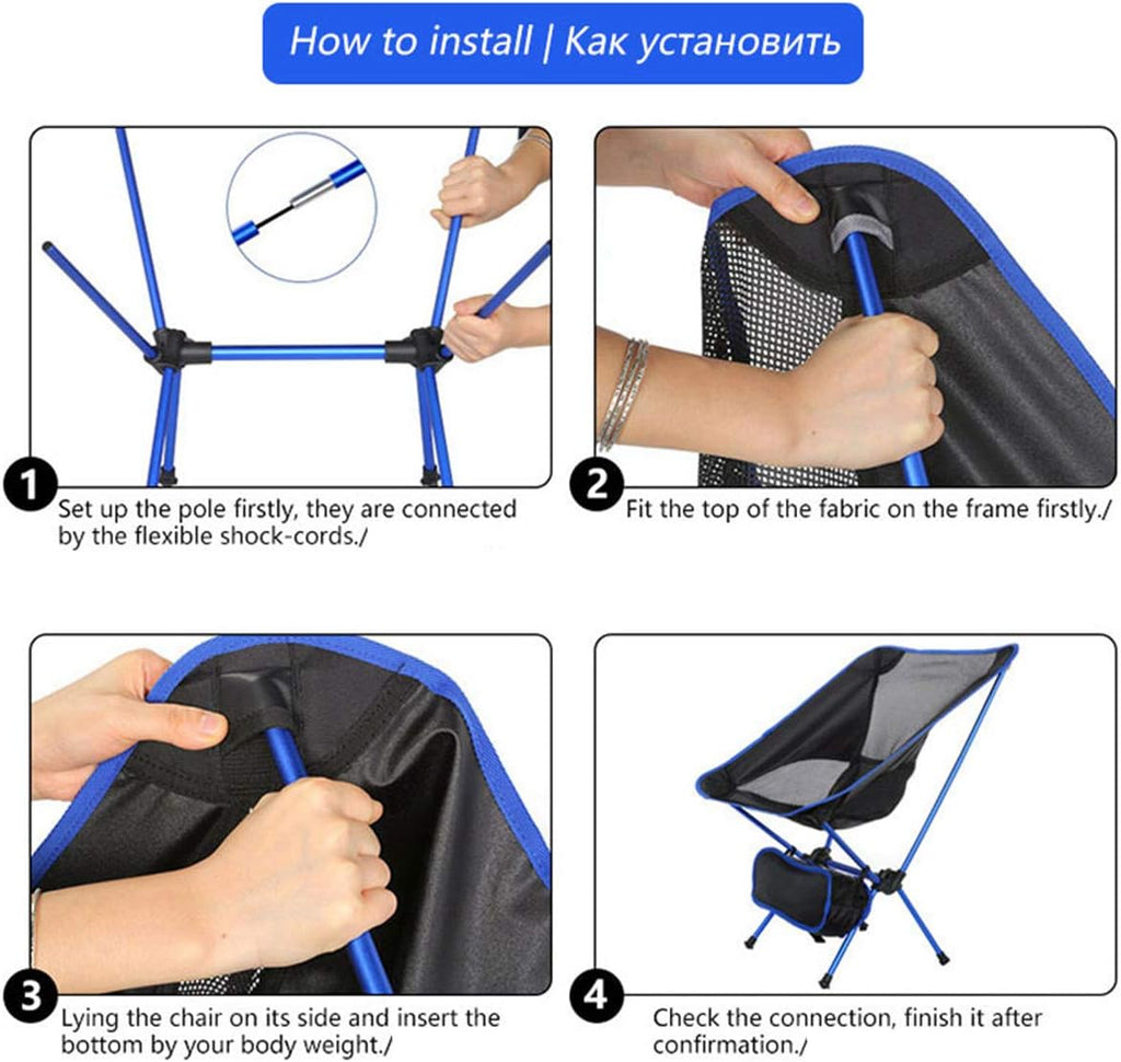 Outdoor Folding Chairs,Camping Chair Ultralight Hiking Portable Compact Backpacking Chair Folding Chairs with Lightweight Carry Bag (Sky Blue)