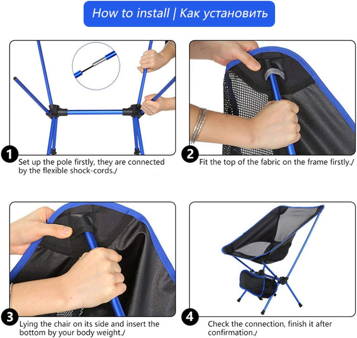 Outdoor Folding Chairs,Camping Chair Ultralight Hiking Portable Compact Backpacking Chair Folding Chairs with Lightweight Carry Bag (Sky Blue)