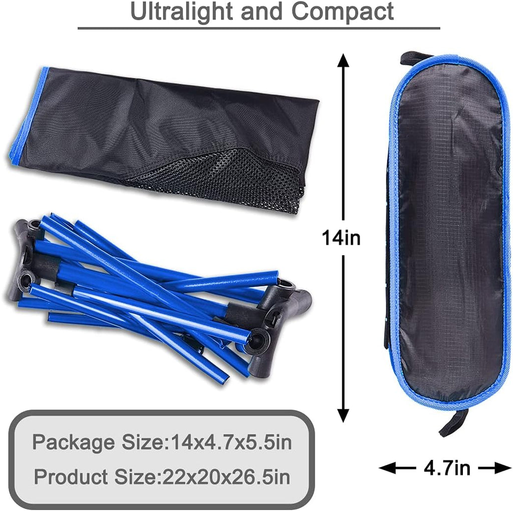 Portable Folding Camping Chair, Lightweight and Compact Outdoor Chair, Suitable for Outdoor Activities, Hiking, Camping, Picnic Camping Chair with Portable Storage Bag (Blue)