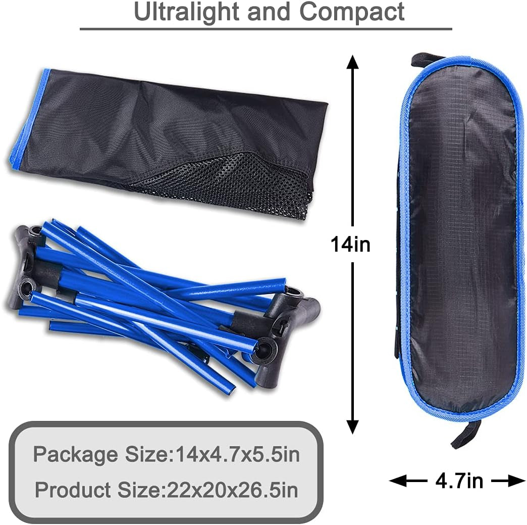 Portable Folding Camping Chair, Lightweight and Compact Outdoor Chair, Suitable for Outdoor Activities, Hiking, Camping, Picnic Camping Chair with Portable Storage Bag (Blue)