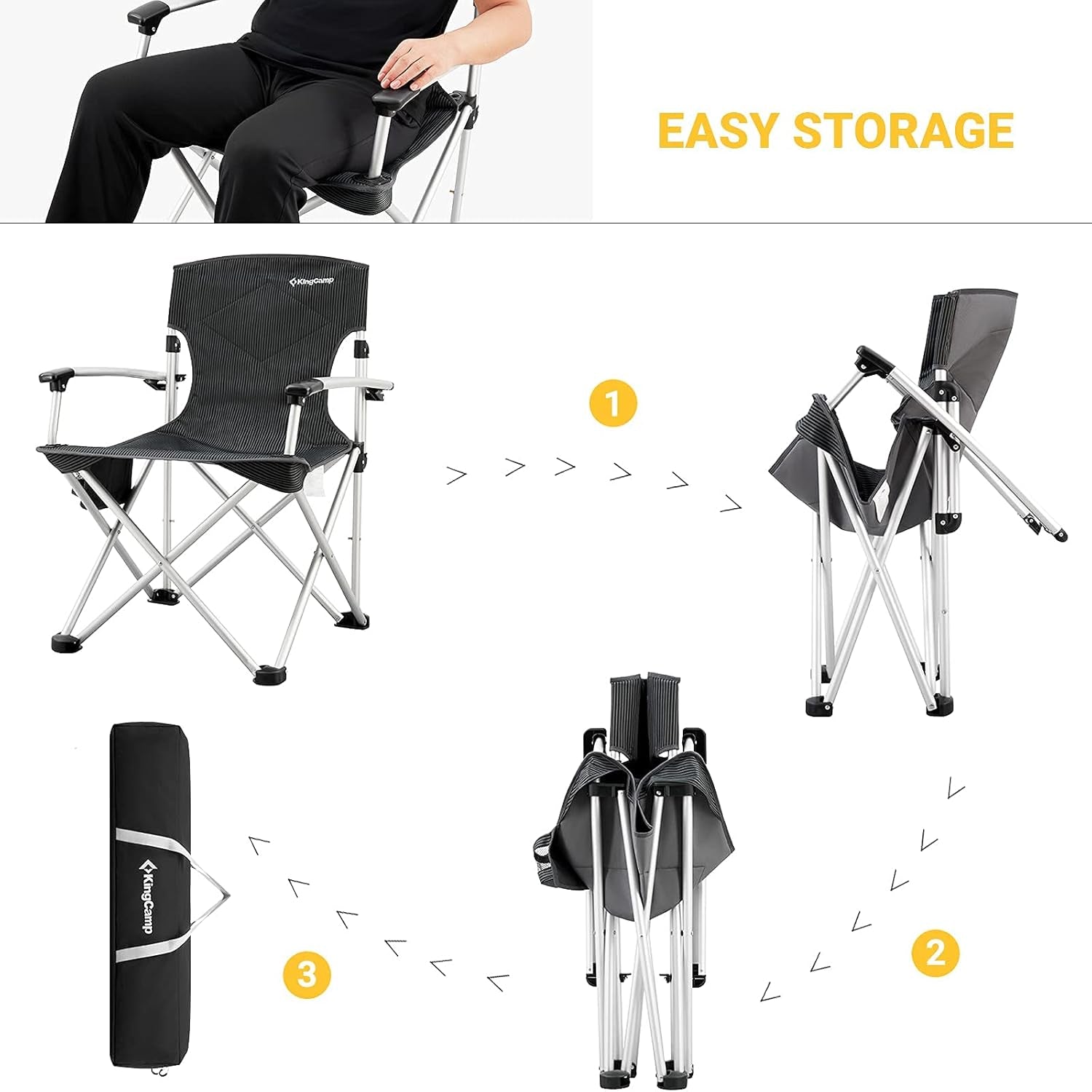 Camping Chairs for Adults,Folding Camping Chair for Heavy People,Lightweight Deluxe Camp Chair for Picnic Garden Fishing,Fold up Chairs Outdoor with Cup Holder Side Pocket,Max Load 300Lbs