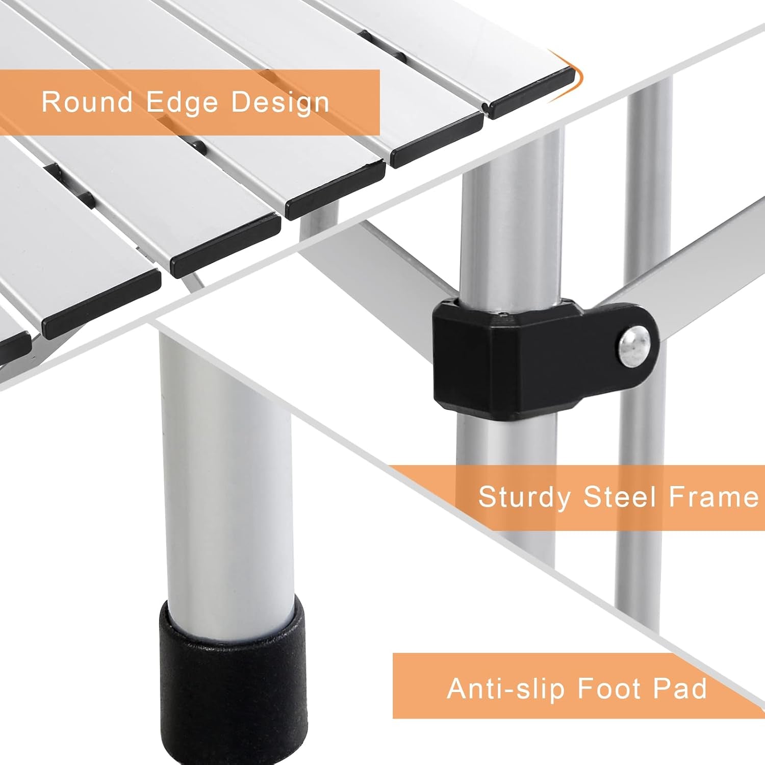 Folding Camping Table, Portable Aluminium Picnic Table with Roll-Up Tabletop & Carrying Bag, Lightweight Grill Table for Outdoor Hiking, BBQ, Party, 55" L X 28" W X 28" H