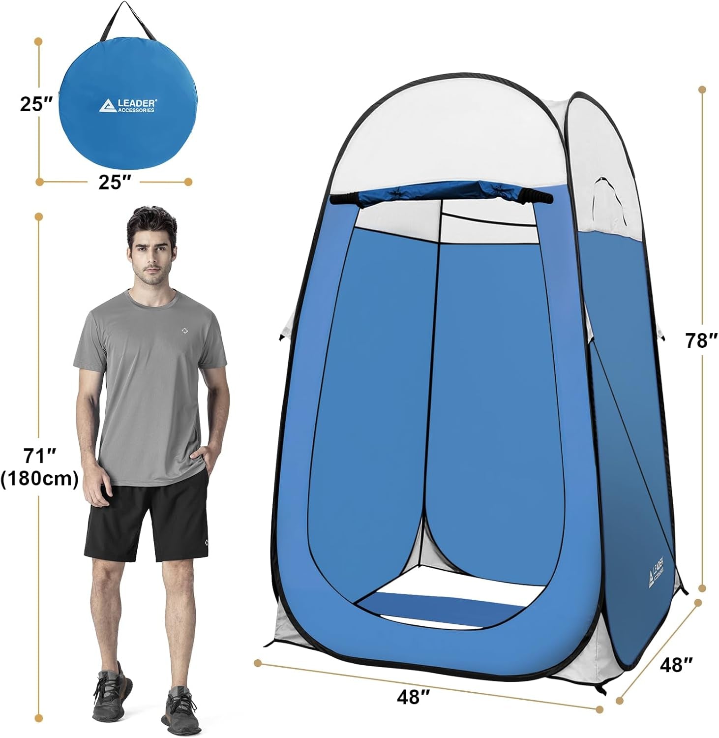 Pop up Shower Tent Dressing Changing Room Privacy Portable Camping Shelters 4' X 4' X 78" H Extra-Large Space