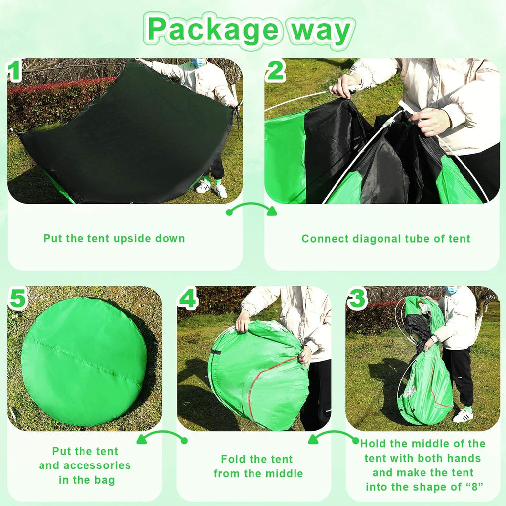 2 to 3 Persons Pop up Tent Automatic Instant Outdoor Tent Easy Setup Camping Tent Waterproof Dome Tent for Hiking Camping Backpacking Outdoor Sports (Green)