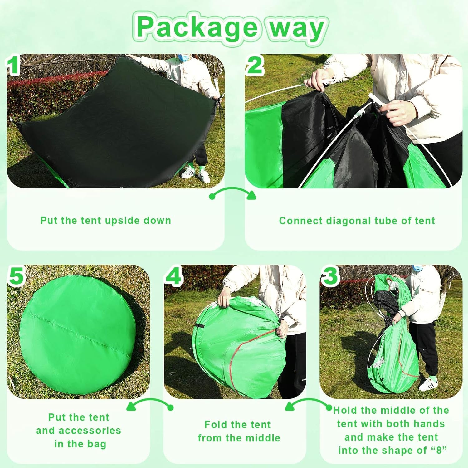 2 to 3 Persons Pop up Tent Automatic Instant Outdoor Tent Easy Setup Camping Tent Waterproof Dome Tent for Hiking Camping Backpacking Outdoor Sports (Green)