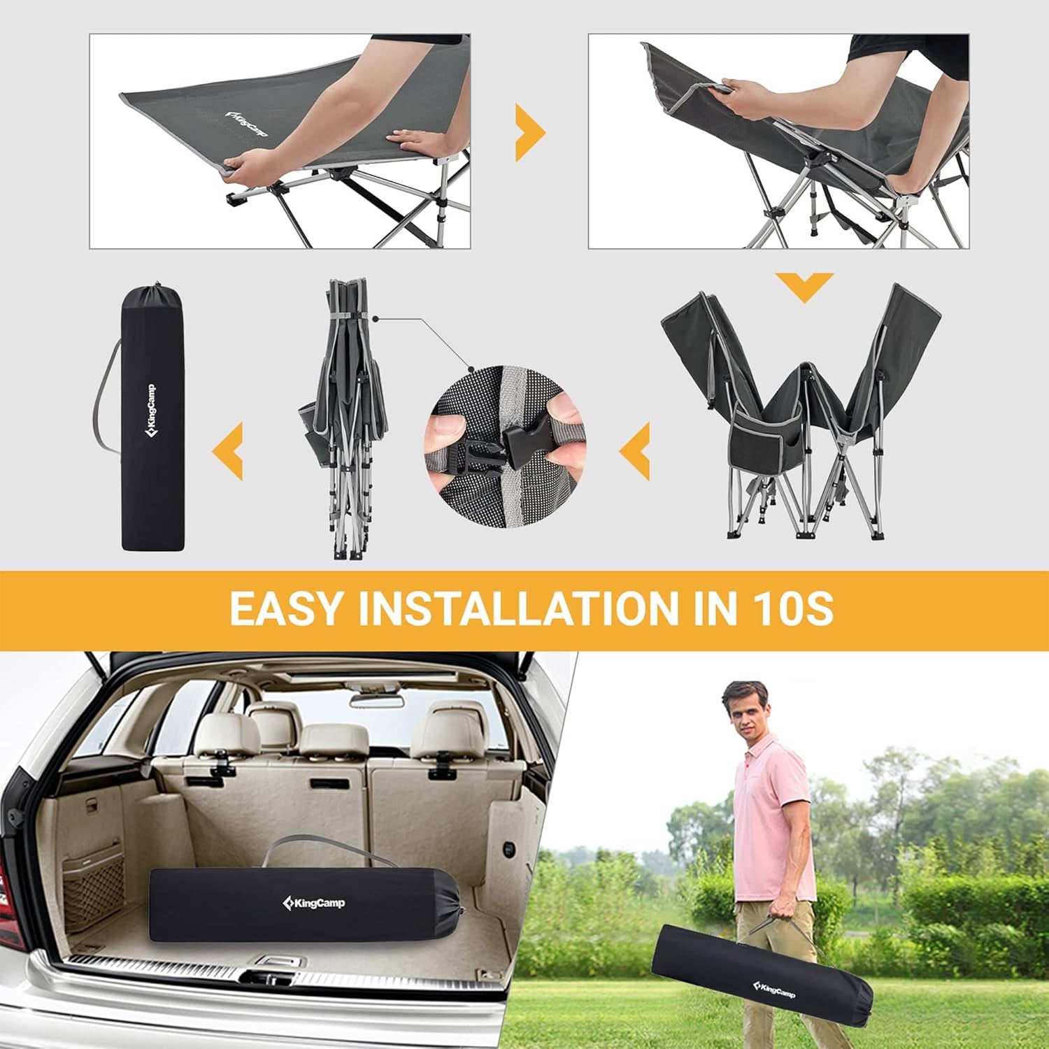 Folding Camping Cot for Adults,Portable Sturdy Sleeping Cot with Carry Bag Outdoor Lightweight Camping Bed Support 264 Lbs,Large Outdoor Foldable Travel Cots for Camping Beach Home Nap