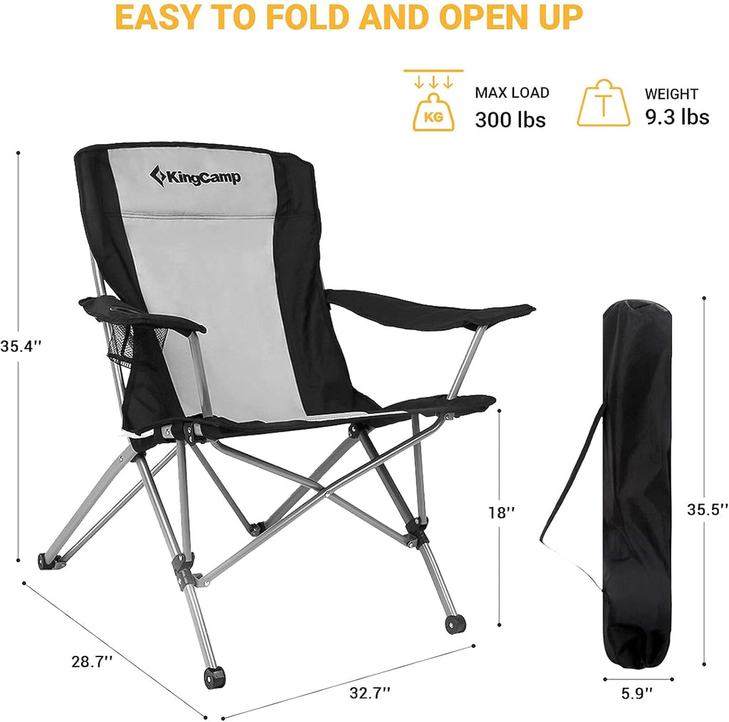 Oversized Camping Chairs for Adults Giant Camp Chair Outdoor Folding Chairs Camping Chair Foldable Lightweight Lawn Chairs for Adults Heavy Duty with Cup Holder Carry Bag Max Load 300Lbs