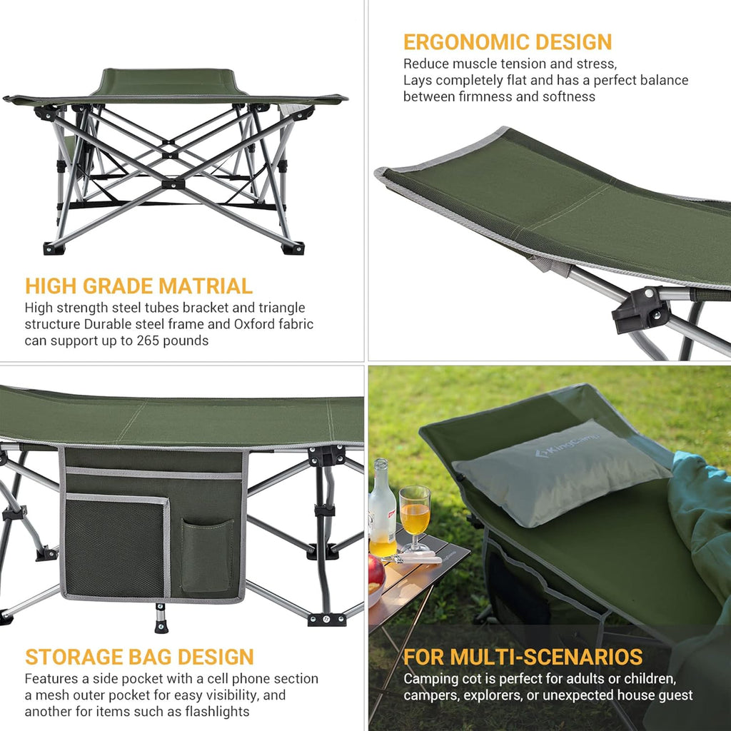Folding Camping Cot for Adults,Portable Sturdy Sleeping Cot with Carry Bag Outdoor Lightweight Camping Bed Support 264 Lbs,Large Outdoor Foldable Travel Cots for Camping Beach Home Nap