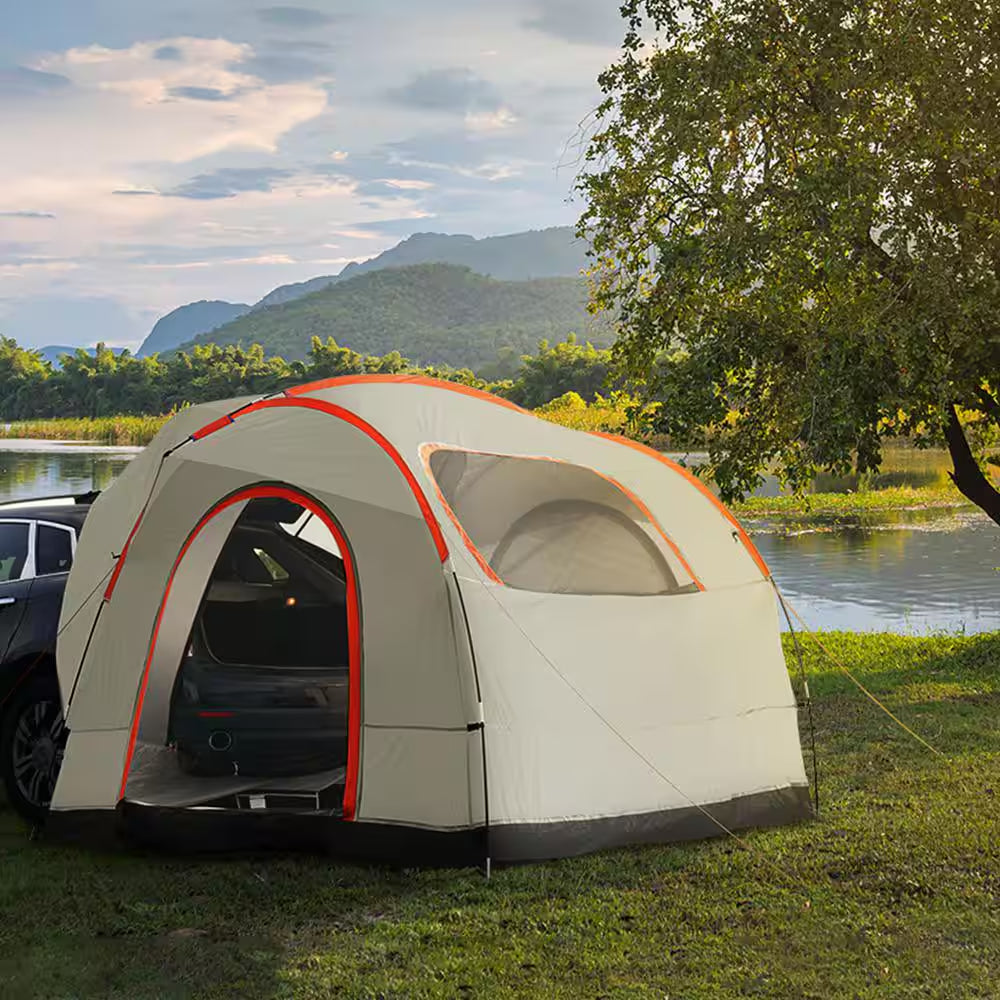 SUV Camping Tent SUV Tent Attachment for Camping with Rain Layer and Carry Bag, PU 2000 Mm Layer Truck Tent