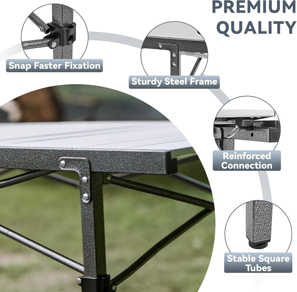 Camping Table Folding Portable Table Aluminum Roll up Lightweight Foldable Large Camp Table for Indoor Outdoor Picnic Backyard, 53.5"X27.5"