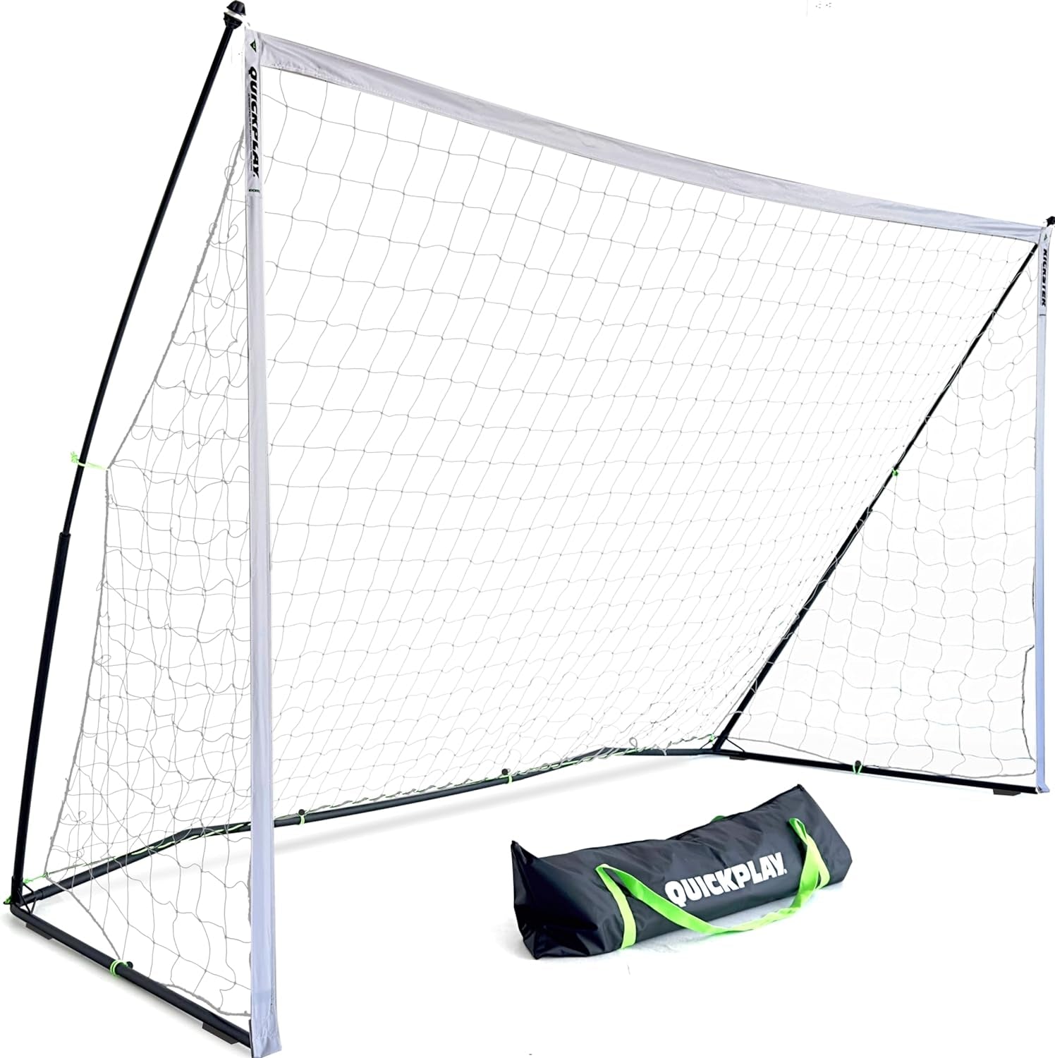 Kickster Elite Portable Soccer Goal | Integrated Weighted Base for Training on Turf, Hard Floors or Grass | Sizes 5X3', 6X4', 12X6', 16X7', & 3X2M [Single Goal]