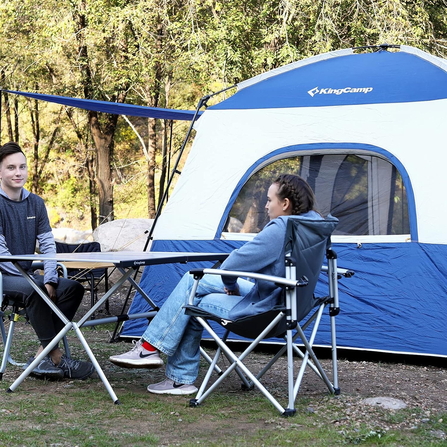 Camping Chairs for Adults,Folding Camping Chair for Heavy People,Lightweight Deluxe Camp Chair for Picnic Garden Fishing,Fold up Chairs Outdoor with Cup Holder Side Pocket,Max Load 300Lbs