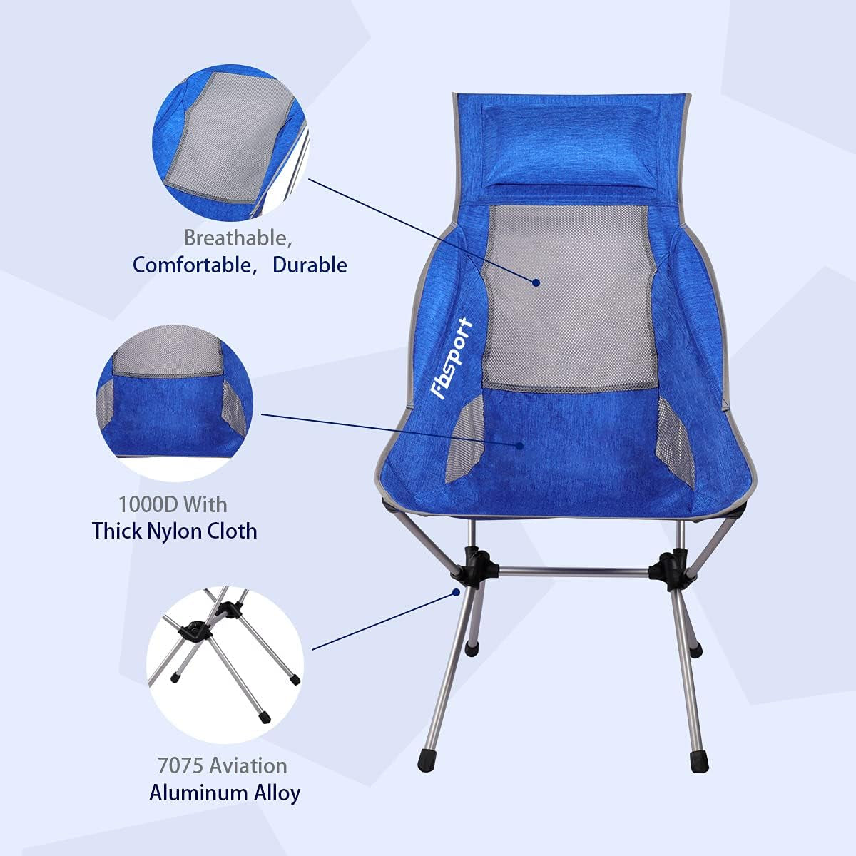 Ultralight Folding Camping Chairs, Portable Camping Chairs for Adult, High Back Lightweight Backpacking Chair Compact & Heavy Duty for Outdoor Hiking.