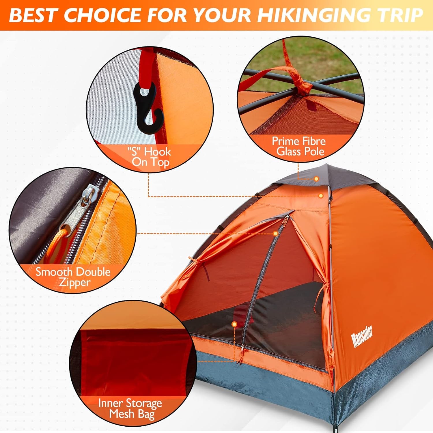 2 Person Camping Dome Tent,Waterproof Lightweight Portable Tents for Outdoor Camping Hiking Travel