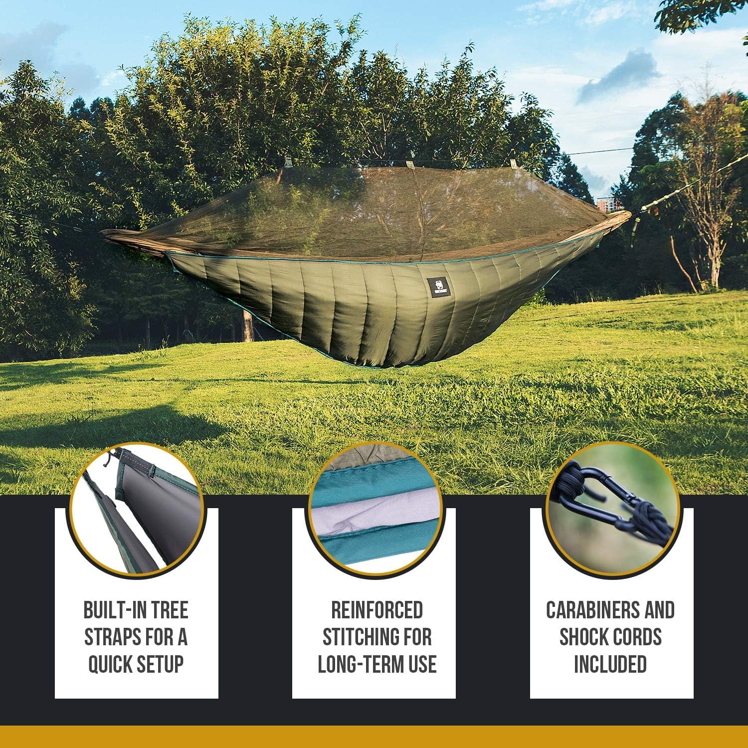 Night Protector Ultralight Hammock Underquilt, Full Length Camping Quilt for Hammocks Warm 3-4 Seasons, Weighs Only 28Oz, Great for Camping Hiking Backpacking Traveling Beach