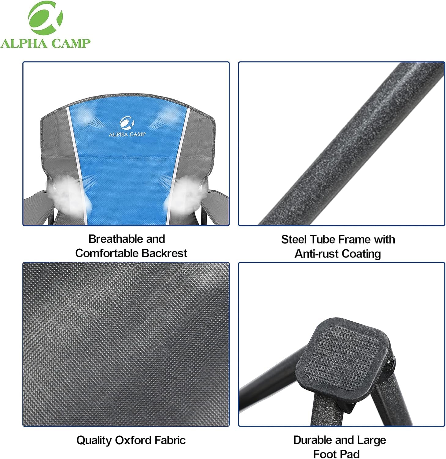Oversized Outdoors Folding Camping Chair Heavy Duty Padded Arm Chair with Cup Holder and Storage Bag, 350 LBS Weight Capacity