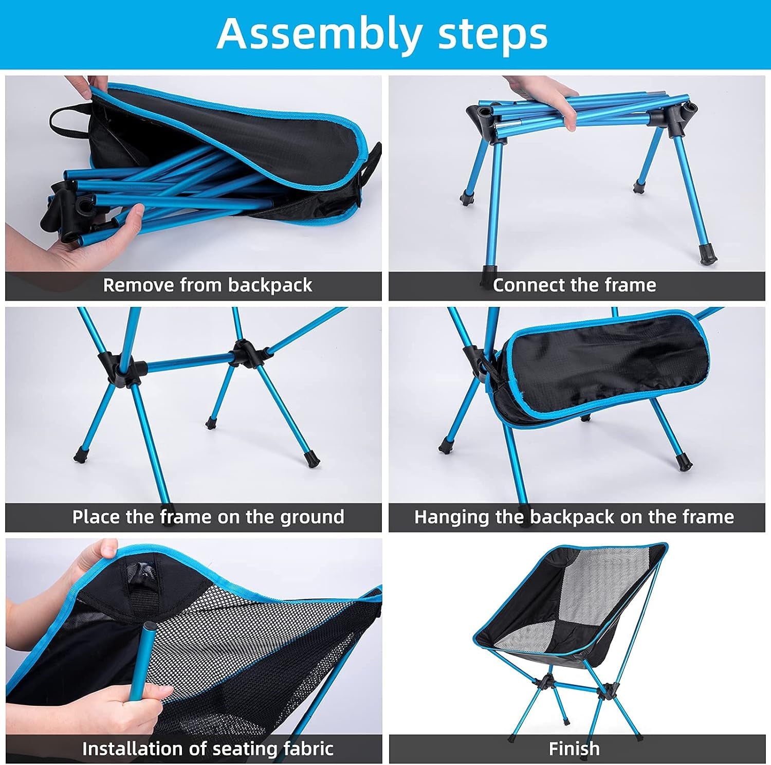 Portable Camping Folding Chairs,Ultralight Outdoor Backpacking Chairs,Compact Breathable Mesh Load Capacity 330Lb with Carry Bag for Outdoor Camp, Travel, Beach, Hiking Camping Seat