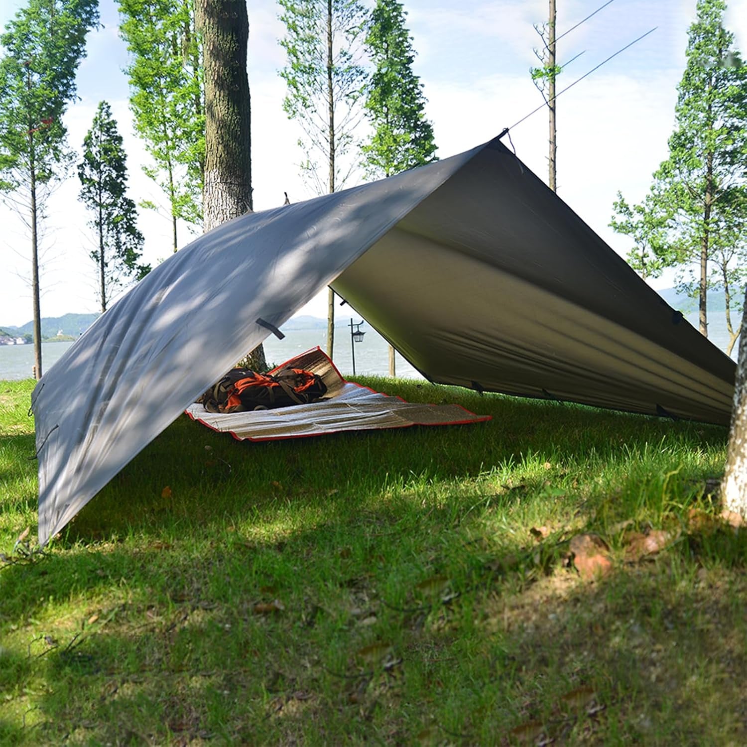 Tent Tarp, Picnic Mat Camping Tarp Tent Hammock Tarp, Pu Waterproof Camping Tarp Tent Rain Fly Picnic Mat Survival Shelter Sunshade