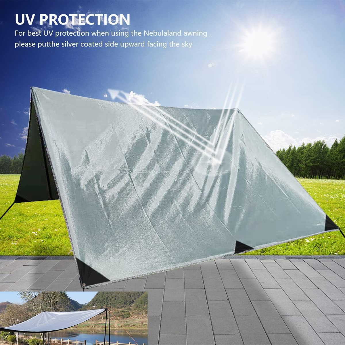 Versatility Car Awning Camping Car Tail Tent Waterproof Shed 210D Silver Coated Oxford Cloth Tent for Outdoor Activities like Camping Mountaineering Fishing for Vehicles SUV RV