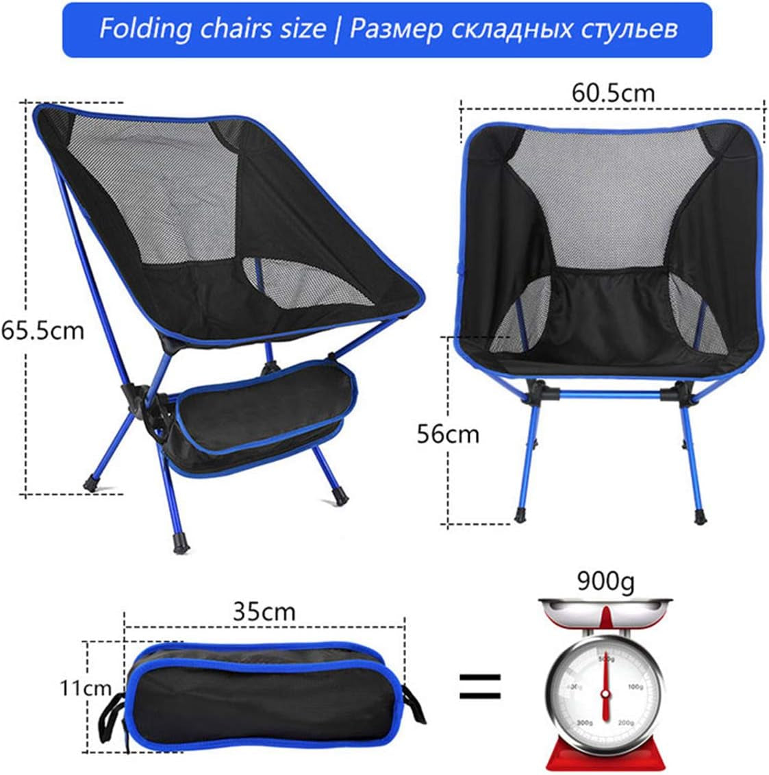Outdoor Folding Chairs,Camping Chair Ultralight Hiking Portable Compact Backpacking Chair Folding Chairs with Lightweight Carry Bag (Sky Blue)