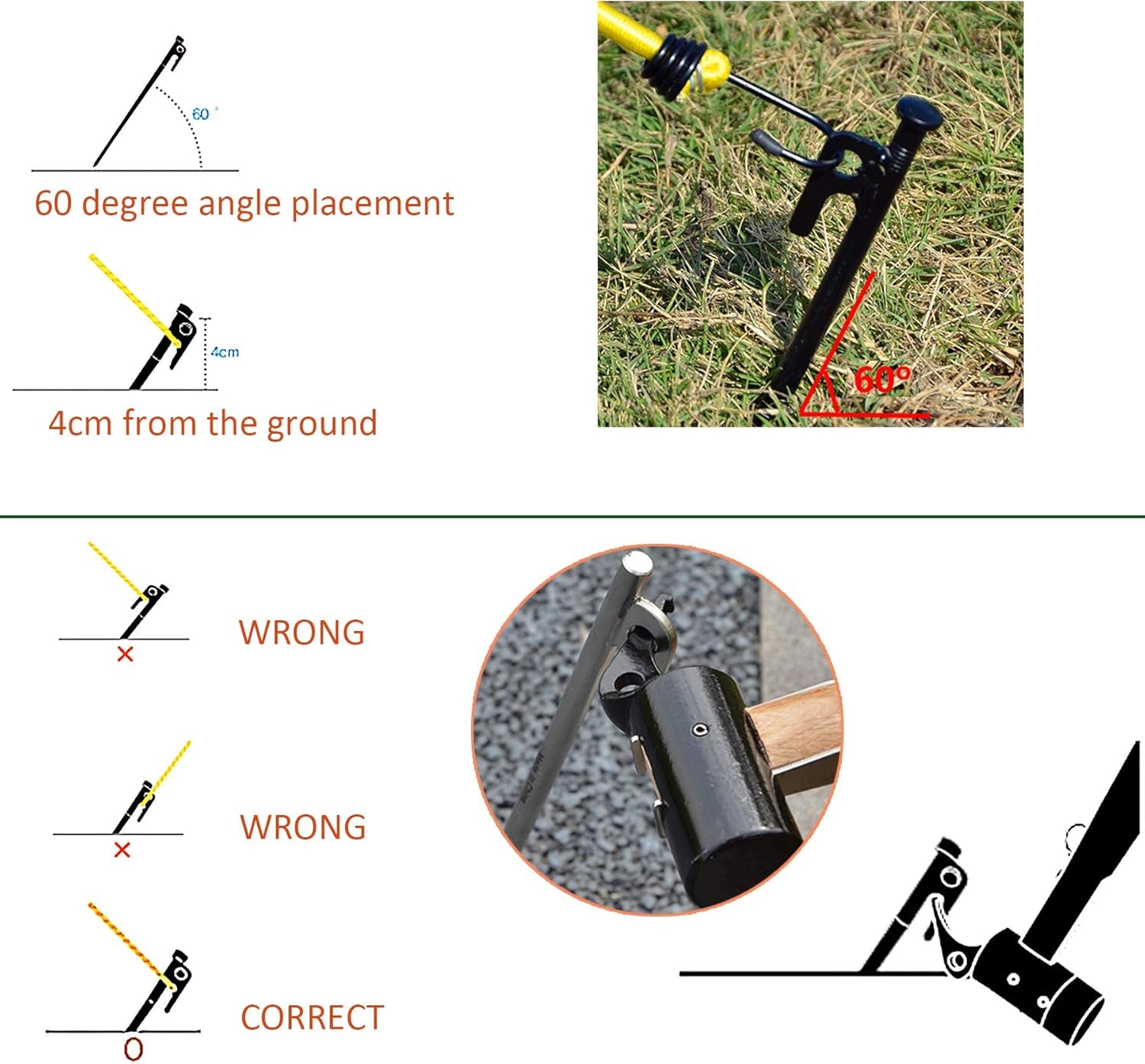 17 PCS Tent Nail Set,Outdoor Tent Stakes Kit,Tent Peg,Rope,Storage Bag,Wind Rope Buckle,Steel System,Suitable for Outdoor Tent Construction,Travel Essential Tent Accessories(20),Black
