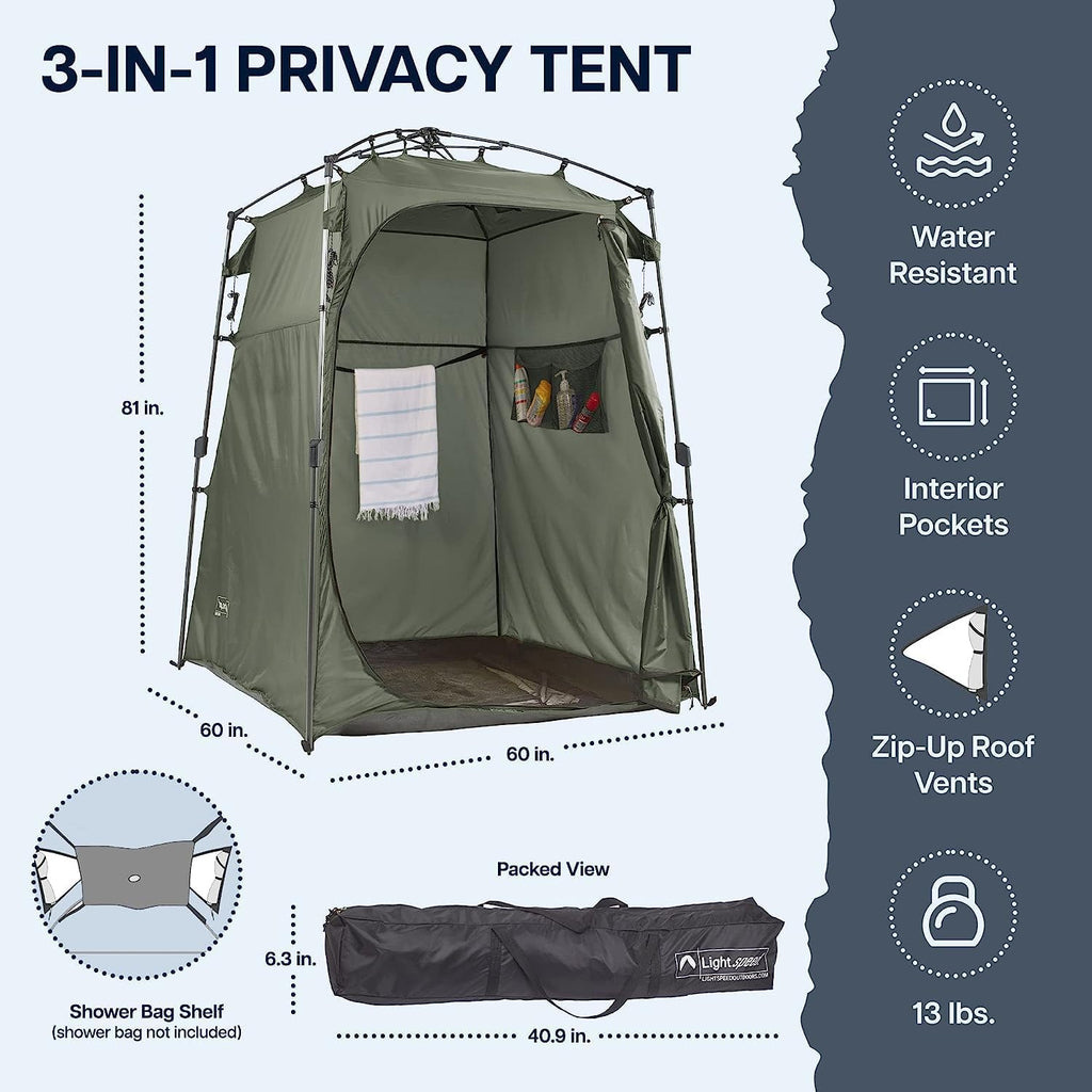 Outdoors 3-In-1 Privacy Tent | Changing Room and Outdoor Shower | Pop up Changing Tent for Camping | Privacy Tent for Camp Shower | Portable Camping Bathroom