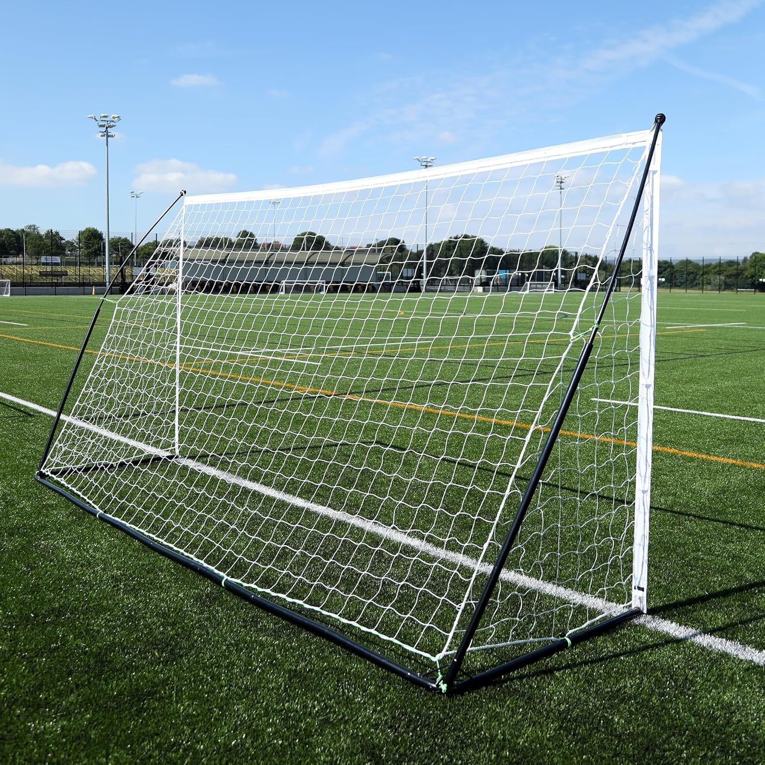 Kickster Elite Portable Soccer Goal | Integrated Weighted Base for Training on Turf, Hard Floors or Grass | Sizes 5X3', 6X4', 12X6', 16X7', & 3X2M [Single Goal]