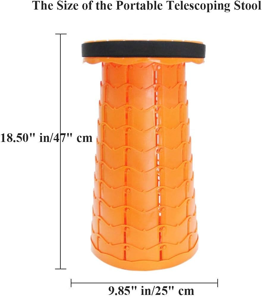 Portable Collapsible Stool Folding Retractable Stool Adjustable Telescoping Stool for Camping, Shopping, Hiking, Fishing, Picnic and More(Upgraded)