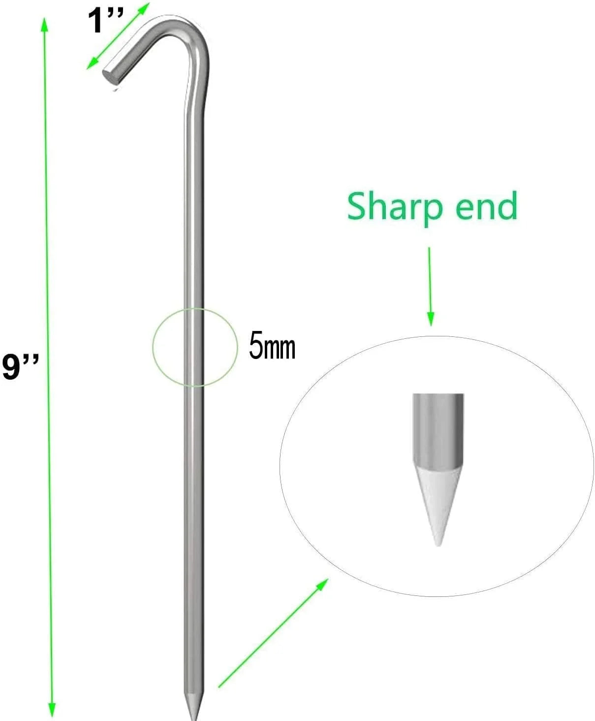 Tent Stakes 9 Inch, Tent Stakes Metal, Heavy Duty Camping Stakes, Metal Stakes Galvanized Rust-Free Yard Stakes, Metal Tent Spikes for Inflatables Outdoor Decorations, 30 Pack