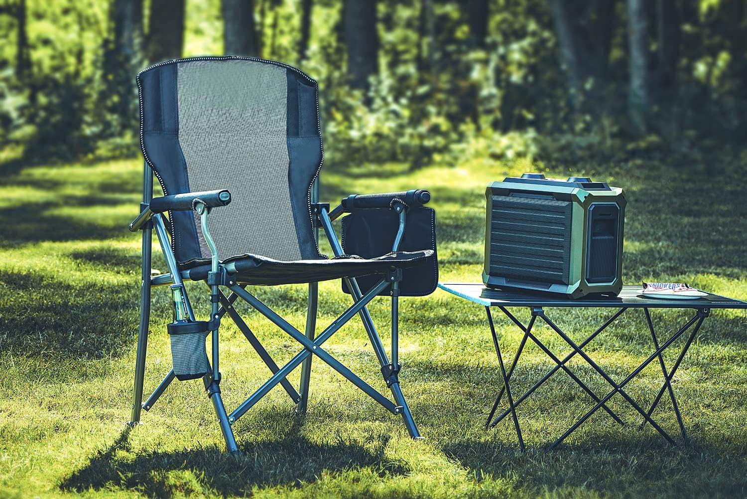 Portable Camping Folding Chair with Carrying Bag, Cup Holder Included, Holds up to 450 Lbs (Grey/Black) (Grey-2)