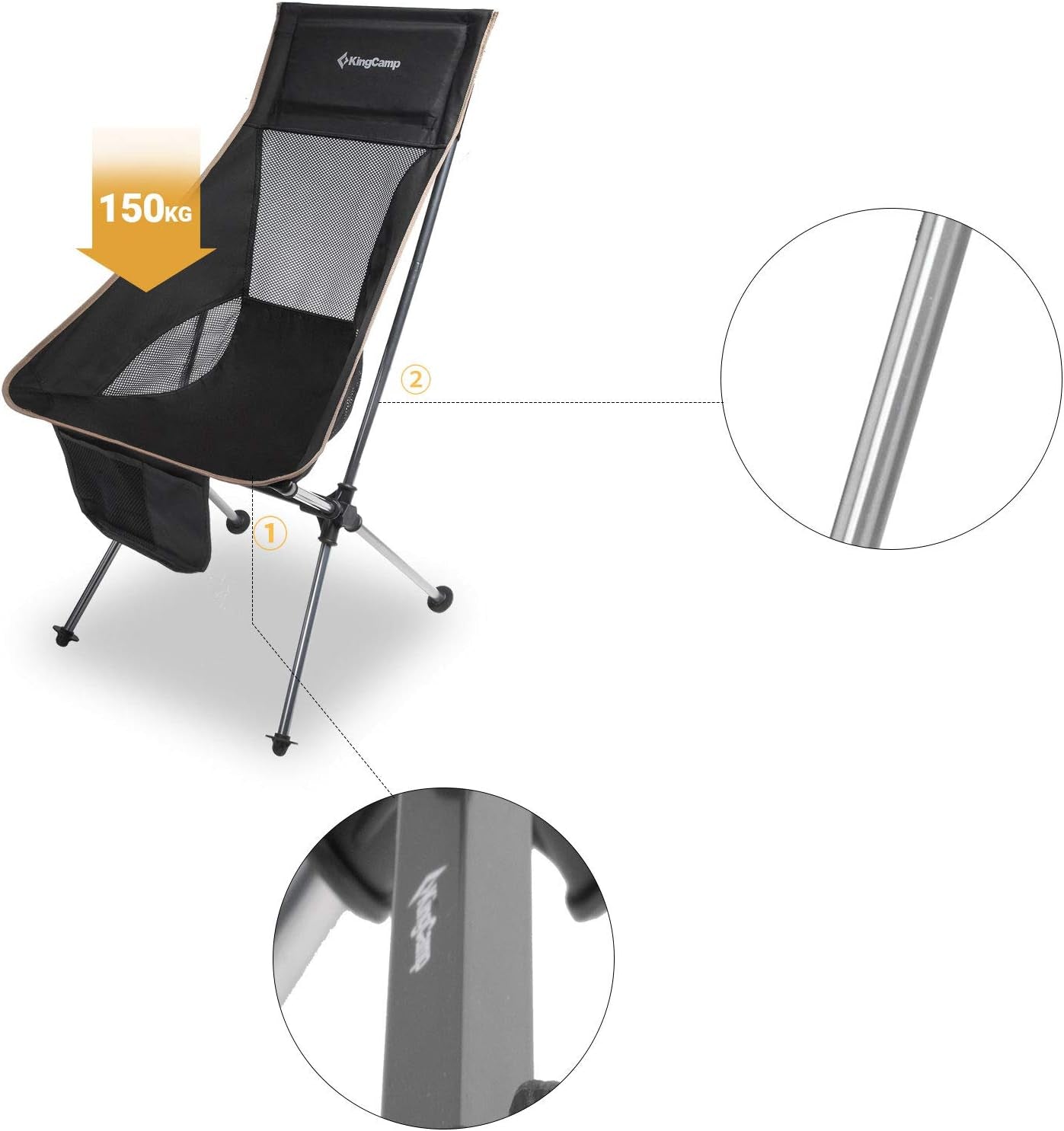 Lightweight High Back Camping Chair Compact Folding Ultralight Camping Chair for Lawn Traveling Picnic