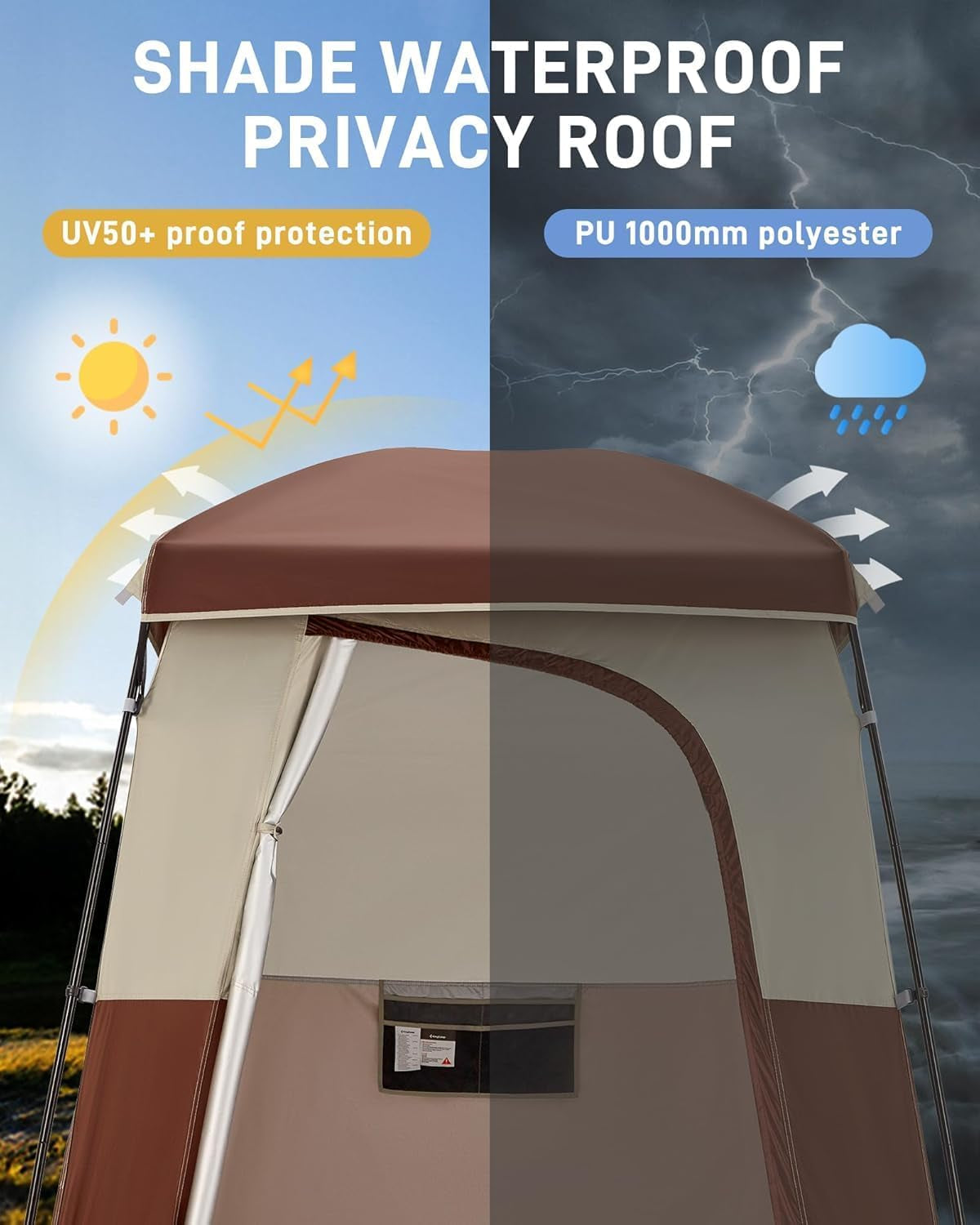 Shower Tent, Portable Privacy Tent Outdoor Camping 1/2 Room Toilet Tents with Shower Bag & Dressing Room for Travel Beach Tailgate