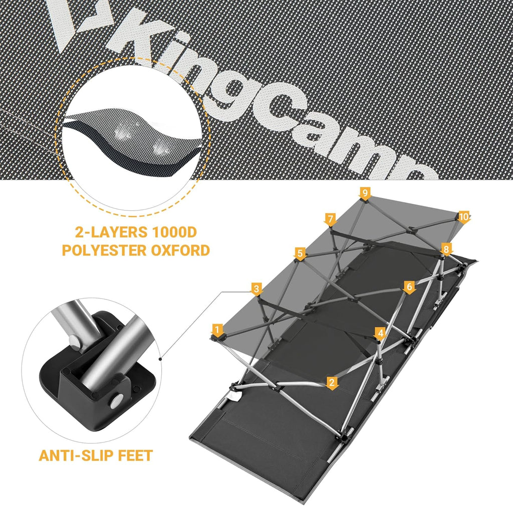 Folding Camping Cot for Adults,Portable Sturdy Sleeping Cot with Carry Bag Outdoor Lightweight Camping Bed Support 264 Lbs,Large Outdoor Foldable Travel Cots for Camping Beach Home Nap