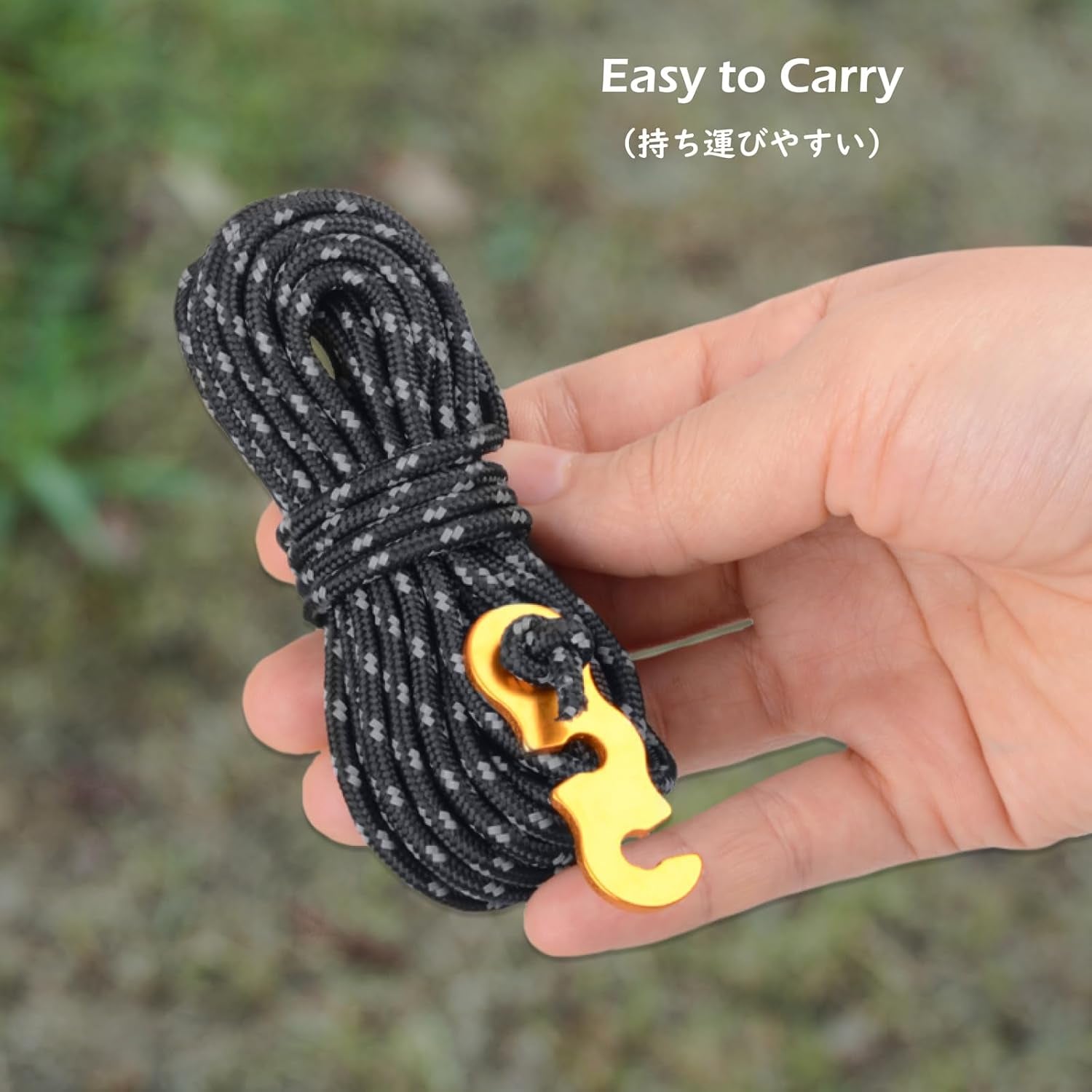 Reflective Guyline, Tent Cord Nylon Paracord Rope with Guyline Adjuster for Camping Tent, Outdoor Packaging (Yellow - 8 Pack)