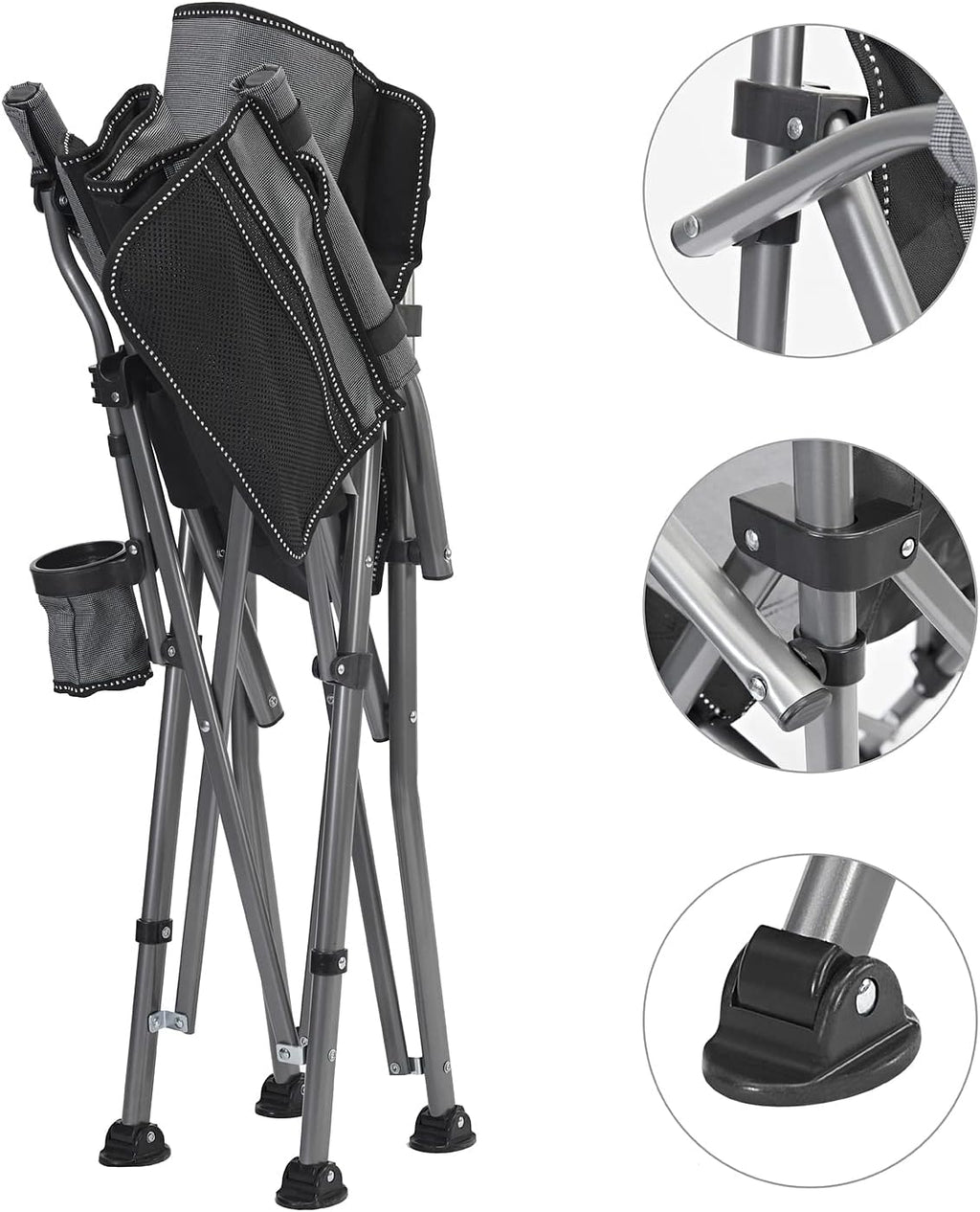Portable Camping Folding Chair with Carrying Bag, Cup Holder Included, Holds up to 450 Lbs (Grey/Black) (Grey-2)